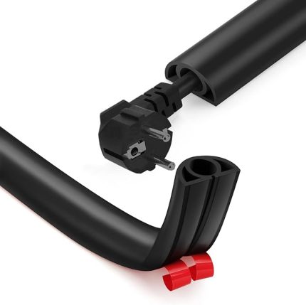 Kablo kanalı, kendinden yapışkanlı, esnek kablo koruması, 3 m x 20 mm x 10,2 mm, esnek kablo kanalı, zemin düz, kablo kanalı, ev, ofis, okul, depo için esnek (1 kablo / 3 m, siyah)