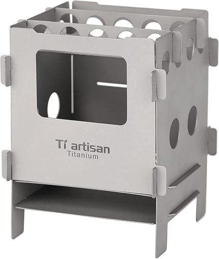 Taşınabilir katlanabilir titanyum ahşap yanan soba cep sobası açık kamp pişirme piknik sırt çantası soba