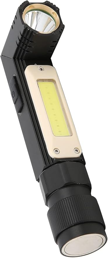 USB Şarjlı Katlanabilir Metal LED El Feneri – 5W + COB, 800 Lümen, 360° Mıknatıslı Taban, 90° Döner Başlık, Kırmızı Flaşör, Kalem Klipsli – Kamp, Tamir, Acil Durum İçin