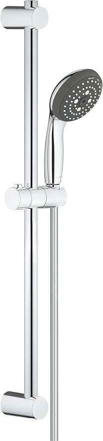 Vitalio Start 100 Sürgülü Duş Seti, 600 mm Sürgülü Ray , 100mm El Duşu 3 Akışlı , 1750 mm Duş Hortumu, Kireç Önleyici Sistem, Duş Başlığı, Krom, 26032000