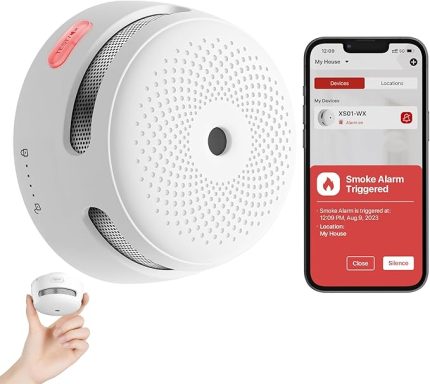 Değiştirilebilir Pilli Akıllı Duman Dedektörü Yangın Alarmı, Wi-Fi Duman Dedektörü, Gerçek Zamanlı Uygulama Bildirimleri, XS01-WX, 1'li Paket
