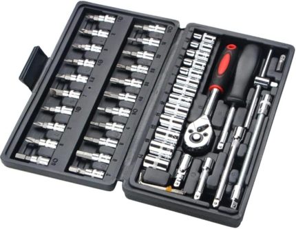46 Parça Mini Lokma Takımı Otomatik Cırcırlı 1/4" Wrench Set Yüksek Kalite Kombinasyon Alet Seti