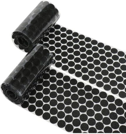 Magnet 100 Adet Arkası Yapışkanlı Siyah Yuvarlak Cırt Cırtlı Bant, Kaliteli Cırt Bant, Çap 1Cm