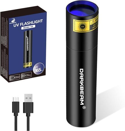 365nm UV El Feneri Siyah Işık, Mini El Feneri Güçlü USB Şarj Edilebilir, Ultraviyole Ahşap Lamba, İdrar Dedektörü, Kehribar, Kayalar, Uranyum Camı, Reçine, V4