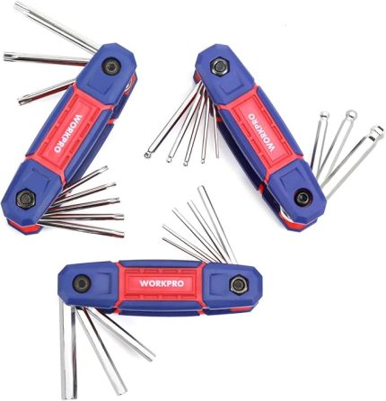 24PC Katlanır Altıgen Anahtar Seti, Metrik Bilyalı Uç Anahtarı ve Altıgen Anahtarlar, Torx Anahtarları, Bisikletler Otomobil Makineleri Onarımı için Altıgen Anahtar Seti