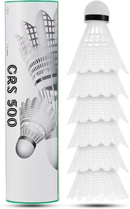 6 Adet Badminton Topu Semi-Pro Dengeli Hız Başlangıç Kutulu Mantar Kafa Deluxe Top Seti Beyaz 620