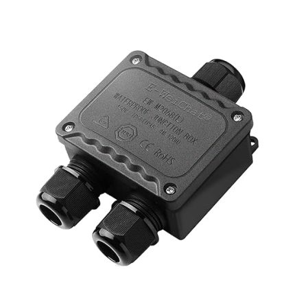 Dağıtım kutusu su geçirmez IP68 Ø4 mm Ø14 mm TÜV sertifikalı siyah elektrikli dış mekan dağıtım kutusu bahçe için | dış mekan | zemin 3 yollu su geçirmez dağıtım kutusu tek parça plastik (1 paket)