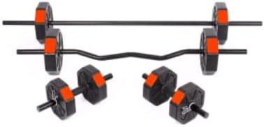 Spor 30 Kg (150 cm) DÜZ BAR + Z BAR Dambıl Dumbell Ağırlık Halter FULL SET Kırmızı Kapaklı