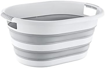 Çamaşır Sepeti, 25 Litre, Beyaz-Gri, Oval