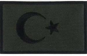 Nakış Turkey Türkiye Türk bayrakları nakış işleme arma patch peç 5x8 cm haki siyah