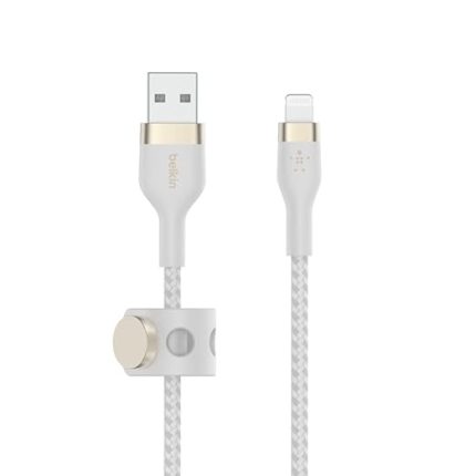BoostCharge Pro Flex Örgülü USB Tip A - Yıldırım Kablosu (2M/6,6FT), MFi Sertifikalı Şarj Kablosu - Beyaz