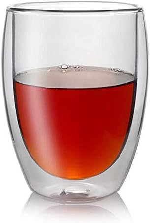 Çift Cidarlı İki Katmanlı Çift Camlı Bardak, Kupa - Cappucino Latte Kahve Bardağı - Borosilikat Cam - Yalıtımlı, 350 ml