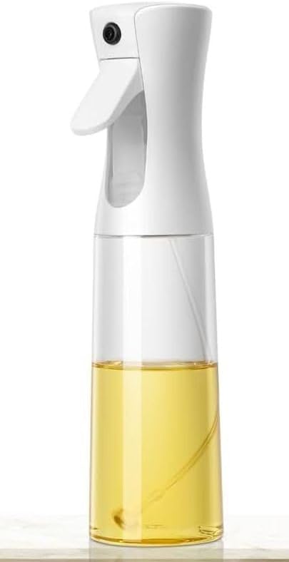 Cam Sprey Yağdanlık, Akıtma Damlatma Yapmaz, Limon, Sirke, Yağ Püskürtücü 225 ml Airfryer Kızartma Izgara Salata İçin Yağlık 1 Adet. (Beyaz)