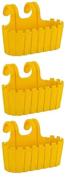 Akasya Çift Askılı Saksı, 30 cm Sarı Çit Balkon Saksı