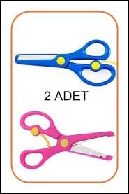 Adet Çocuk Makası Küt Uçlu Yaylı Plastik Korumalı Okul Makası