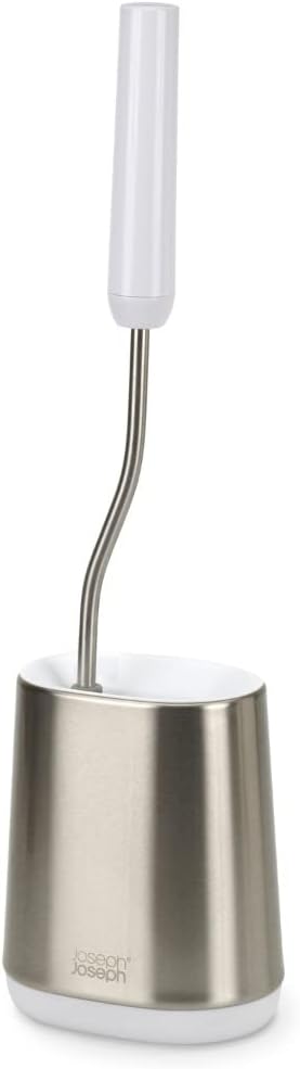 Joseph Flex Lite - İnce saplı silikon tuvalet fırçası, esnek, damlatmaz, tıkanmaz başlık, paslanmaz çelik