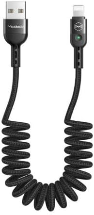 Lightning Spiral Ledli Örgü Kablo 1.8M 2A Siyah