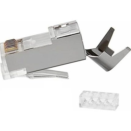 Q-J710M Cat7 Metal RJ45 Konnektör, 10’lu Paket Cat7 Jack + Ayraç, Ethernet Network LAN Kablo Ucu, Metal Gövdeli RJ45 Plug, Cat7 Kablo Sonlandırma Konnektörü