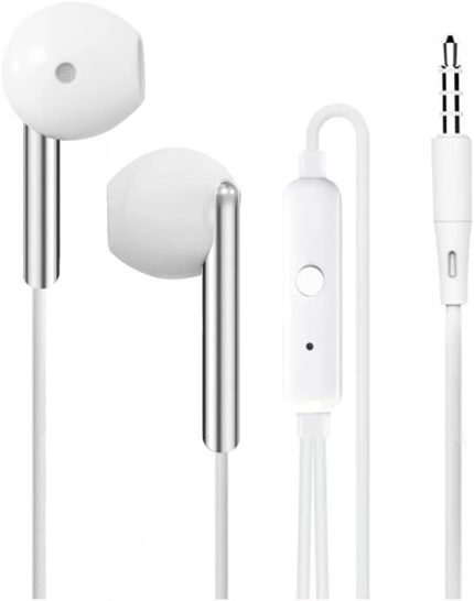 K103 3.5mm Jack Girişli Metal Yüksek Ses Sporcu Kulak İçi Extra Bass Beyaz Kulaklık Stereo beyaz