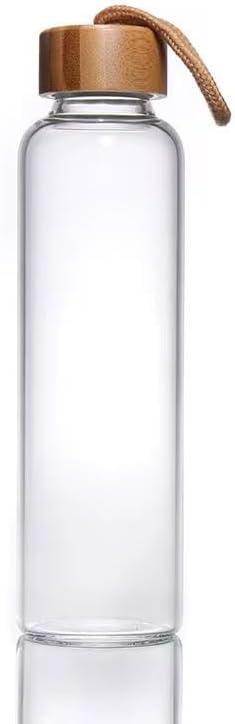 Kapaklı Borosilikat Cam Matara – Sızdırmaz Su Şişesi, Taşıma İpli Suluk,Buz Dolabı İçin,Ofis Ve Evde Kullanıma Uygun (500 Ml)