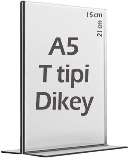 T-Tipi Dikey Şeffaf Föylük Menü Broşür Etiket Fotoğraflık Albüm Stand Sehpa