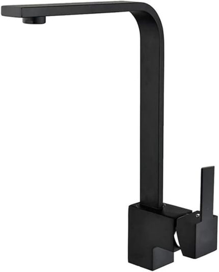 Siyah Kare Sıcak Soğuk Su Girişli Mutfak Eviye Bataryası