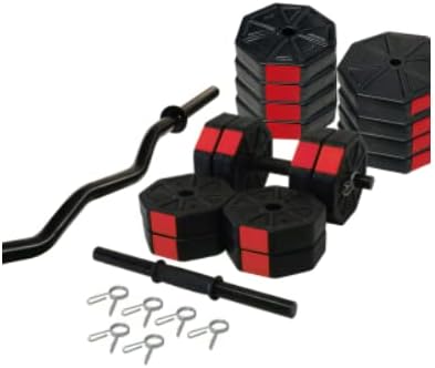 Spor 60 Kg Z BARLI Dambıl - Ağırlık - Halter - Vücut Geliştirme Seti KIRMIZI Kapaklı