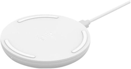 BoostCharge 10 W, iPhone 15, 14, 13, 12, SE, 11, XS, XR, X,8, Samsung Galaxy, Google Pixel uyumlu Hızlı Kablosuz Şarj Cihazı, Beyaz, WIA001vfWH