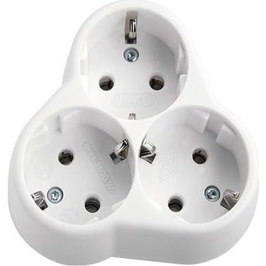 Beyaz 3'lü Golyat Priz - Yonca Model - 250V 16A 2p+~ - TS IEC 60884-1 & ISO 9001:2008 Sertifikalı