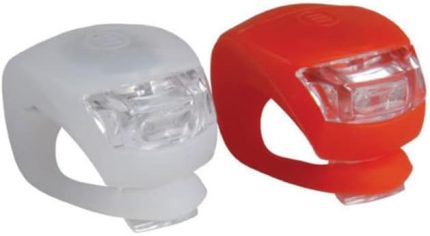 Sports 2'li Set Silikon Bisiklet Ikaz Uyarı Işığı 3 Farklı Yanma Modu, Kırmızı Beyaz