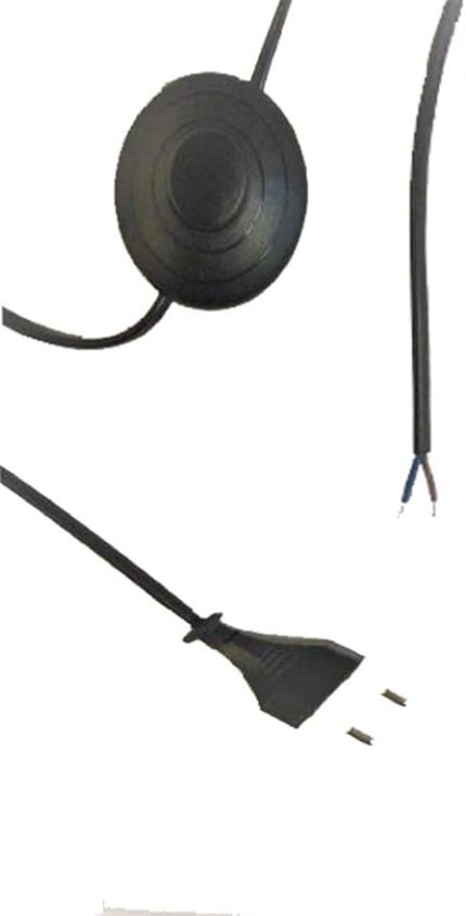 Arapuarlı Fişli Kablo Siyah 4Mt (Abajur Masa Lambası Lambader Enerji Kablosu)