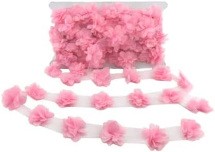 Marifetlerim - Pembe Lazer Kesim Çiçek Tül 1 Metre