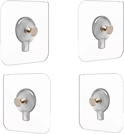 Home 4 Adet Yapışkanlı Duvara Monte Vida Kancaları, İz Bırakmayan Asma Çivi Kancaları Tutucular Vidalar, Banyo Mutfak Oturma Odası için Dekoratif Tablolar Asmak için Şeffaf Vida Duvar Çivisi