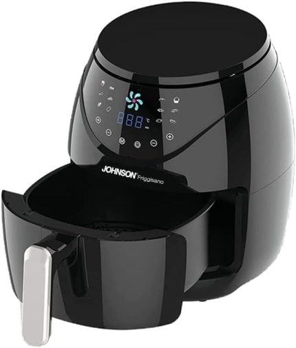 Friggisano Sıcak Hava Fritözü, 6.5 Litre Air Fryer XXL, 1800 W, Dijital Temperd Glass Gösterisi, Bulaşık Makinesinde Yıkanabilir, Hava Üfleme Teknolojisi,Max 230°C Ayarlama,12 Fonksiyon,Siyah (Made in Italy)