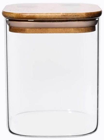 700ml Sızdırmaz Vakumlu Bambu Kapaklı Borosilikat Cam Kavanoz – Hava Geçirmez & Dayanıklı Gıda Saklama Kabı (10cm x 13cm)