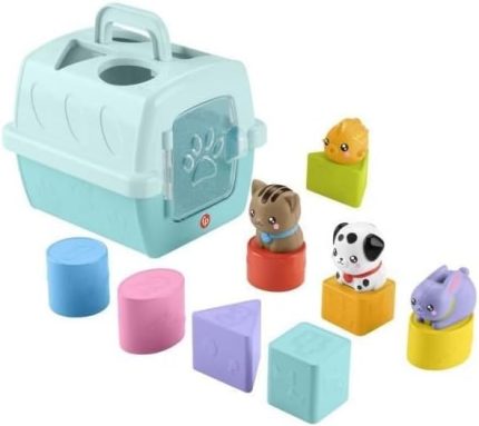 Hayvan Dostlarımın Çantası Fisher-Price Şirin Dostlar Hayvan Dostlarımın Çantası, bebekler ve yürüme çağındaki çocuklar için şekil eşleştirme oyuncağı, 8 blok HTW93