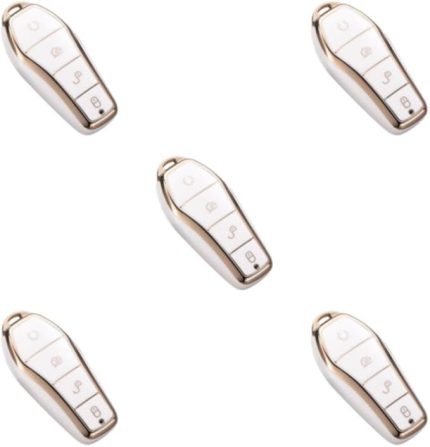 5 Takım Kolay Kurulum ve 360° Koruma Araba Anahtarları İçin Maksimum Anahtar Kılıfı Uyumluluk PU Toz Geçirmez Kapaksız Çizilmeye Dayanıklı Beyaz Standart, Beyaz Standart, 5Set