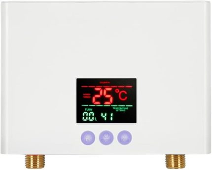 Şofben 3KW Mini Elektrikli Tankless Şofben LED Ekranlı Duvara Monte 3 Seviyeli Sıcaklık Ayarı Ev Mutfak Banyo için Uzaktan Kumanda