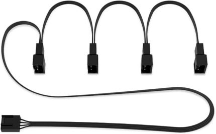 4-Pin PWM Fan Splitter Kablosu - 4 Kasa Fanları, PC Fanları, PWM Splitter Kablosu, Çoklu fan Konektörü, Fan Splitter, Uzatma Kablosu, Splitter, Y-splitter, Adaptör, PC - Siyah