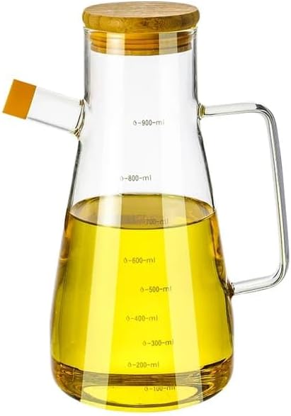 Home 900 Ml Borosilikat Cam Yağdanlık,Termisil Isıya Dayanıklı Yağlık Ve Sirkelik,Zeytin Yağı,Limon Suyu Ve Sirke İçin Yağ Şişesi (1 Adet)