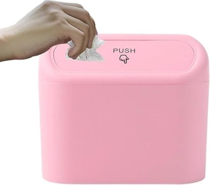 Aksesuar Araba Çöp Kutusu Portatif Araç İçi Taşınabilir Kapaklı Organizer Çöp Kovası (Pembe)