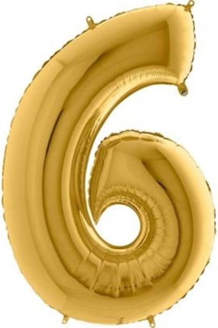 VİTRİNİ 6 Rakamlı 16 İnç Gold Renk Folyo Balon 36 CM (Altın)