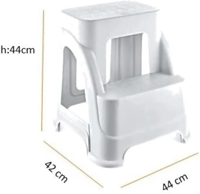 Basamaklı Kaymaz Büyük Boy Tabure - 120 KG Taşıma Kapasiteli - Basamaklı Tabure - Sert Plastik (Beyaz) - Görsel 4