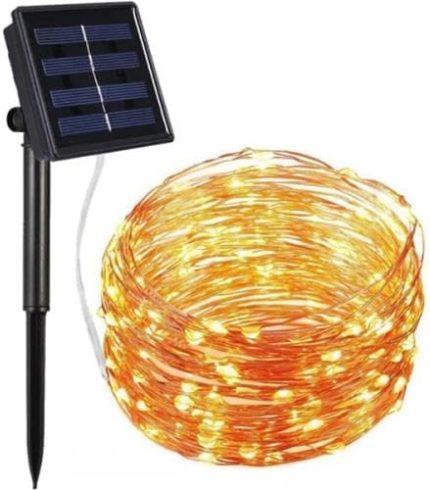 Güneş Enerjili Solar 10Metre Dış Bahçe Aydınlatma Led Su Geçirmez Bahçe Dekarasyon Sarı Işık