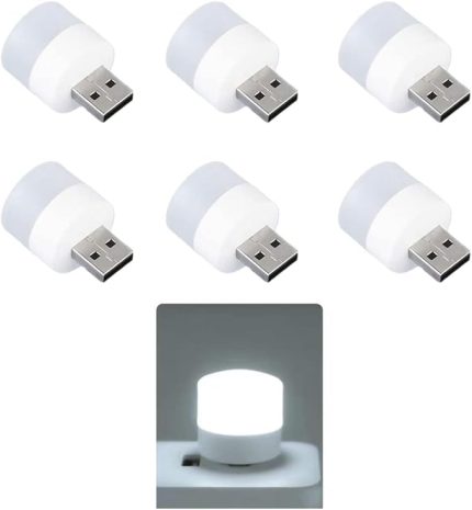 Mini LED lambalar, okuma ışığı, 6 parçalı taşınabilir mini USB gece lambası, mobil LED, bebek uykusu, mobil şarj lambaları için küçük yuvarlak ışıklar