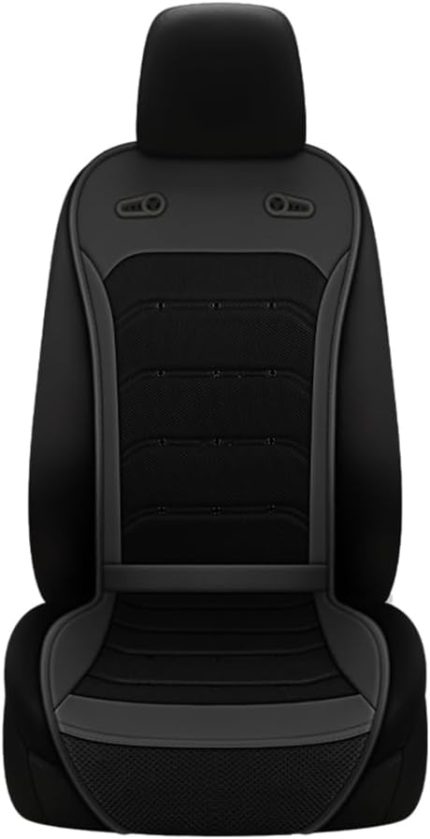 Soğutmalı Araba Koltuk Minderi, 12V/24V Ön Koltuk Soğutmalı Koltuk Kılıfı Akıllı Fanlar Yaz Nefes Alabilir Havalandırmalı Koltuk Minderi Araba Kamyonet için, Siyah