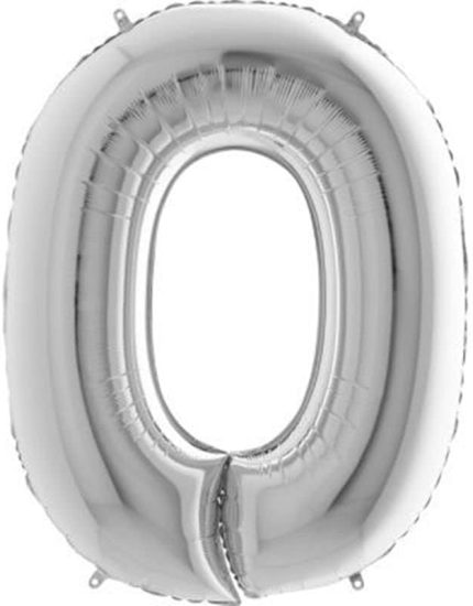 VİTRİNİ 0 Rakamlı 16 İnç Gümüş Renk Folyo Balon 36 CM (Gümüş)