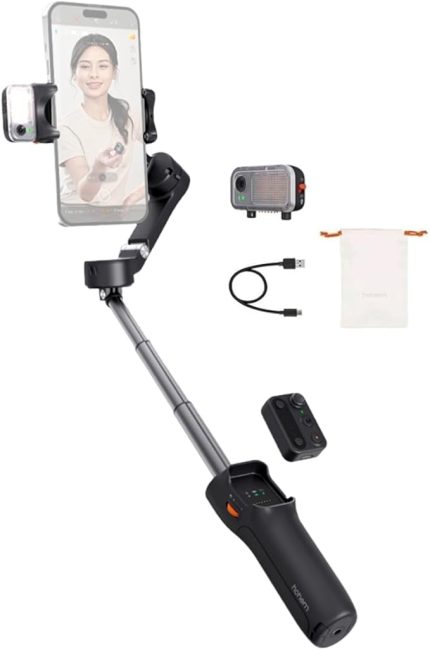 iSteady V3 Gimbal akıllı telefon için – 3 eksenli stabilizatör, manyetik AI izleyici, dolum ışığı, çıkarılabilir kontrolör, entegre uzatma çubuğu ve canlı yayın ve Vlog için tripod