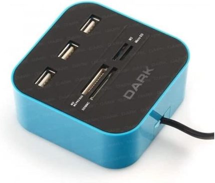 Usb 2.0 Çoklu Kart Okuyucu ve 3xUSB 2.0 Çoklayıcı HUB (Mavi) (DK-AC-UCR202BL)