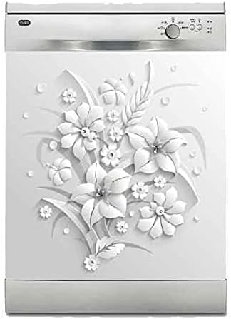 Makinesi Sticker Kaplama Beyaz Eşya Kaplama Gri Çiçekler